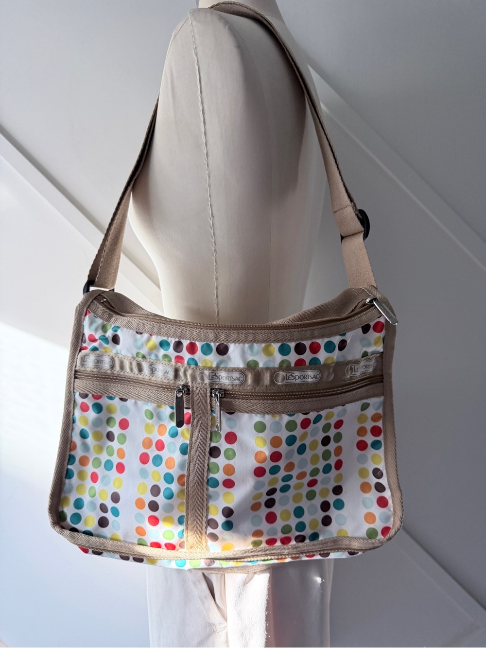 LeSportsac Multicolor Polka Dot Crossbody Shoulder Bag Y2K